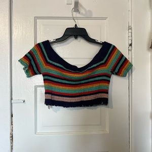 ASOS Rainbow off the shoulder top